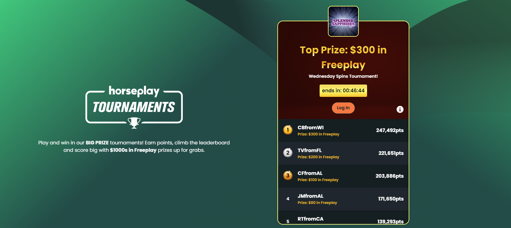 Horseplay real money tournaments